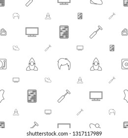 retro icons pattern seamless white background. Included editable line abacus, man hairstyle, woman hat, TV, rocket, medical hammer, gramophone icons. retro icons for web and mobile.