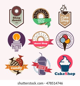 retro icons for restaurants. Logos desserts for restaurants and pastry shops. Icons for business in the food industry
