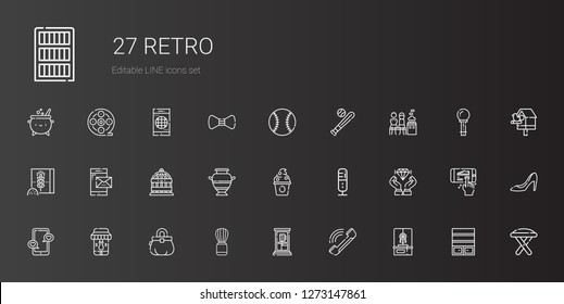 retro icons set. Collection of retro with dreamcatcher, phone, phone box, shaving brush, purse, smartphone, diamond, microphone, frozen yogurt. Editable and scalable retro icons.