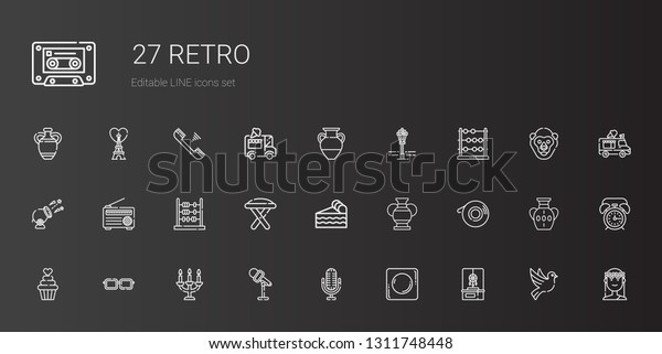 retro\
icons set. Collection of retro with dreamcatcher, record,\
microphone, candelabra, eyeglasses, cupcake, scotch, vase, piece of\
cake, stool. Editable and scalable retro\
icons.