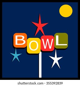 retro illustrated bowl neon sign