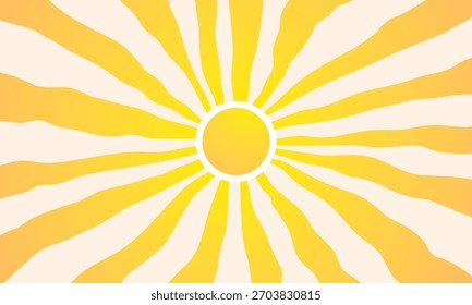 Retro illustration background of sun with rays radiating