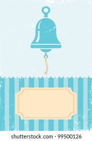 Retro illustration of bell on turquoise background