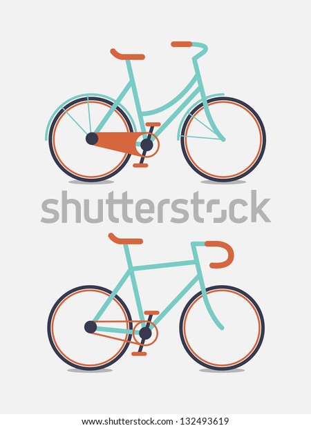 レトロイラスト自転車 のベクター画像素材 ロイヤリティフリー 132493619