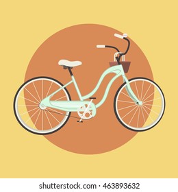 Retro illustration bicycle in flat design.