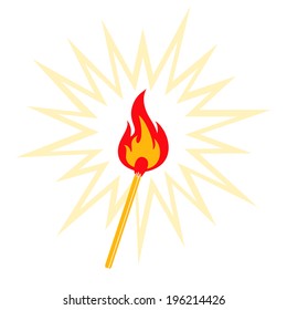 Retro illustration of burning match