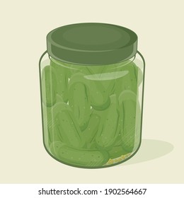 retro illustration of canned pickles in a glass