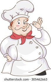 Retro Illustration of a Chef Playing with His Moustache