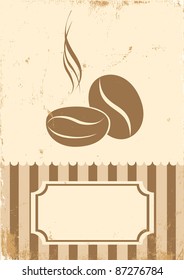 Retro illustration of coffee beans on paper