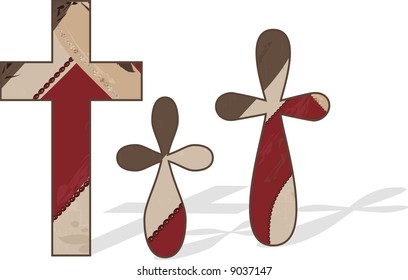 Retro illustration of crusafix design elements.