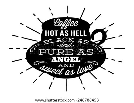 retro illustration with a cup of coffee and sun rays