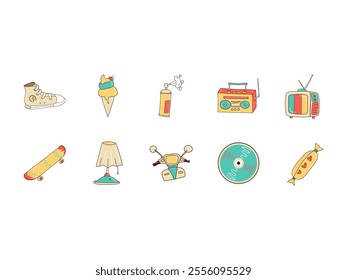 Retro Illustration Design Element Set 