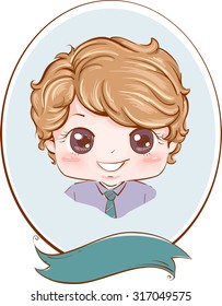 Retro Illustration Featuring a Kid Wearing a Shirt and Tie