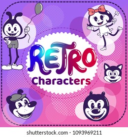 Retro Illustration with gradient text and ink blot characters