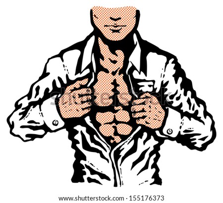 Retro illustration of man unbuttons his shirt Foto d'archivio © 