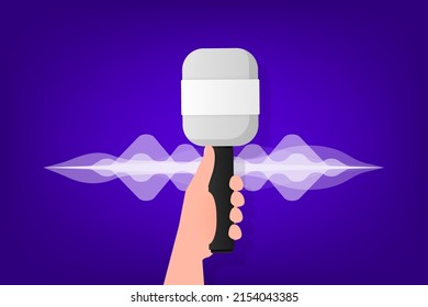 Retro illustration microphone for concept design. Vintage icon. Hand drawn vector illustration. Old design