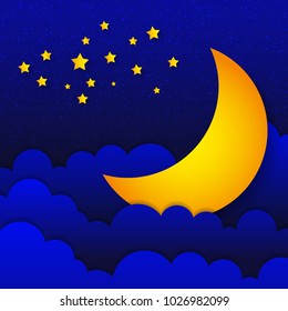 Retro illustration moon wishing good night. EPS10 vector.