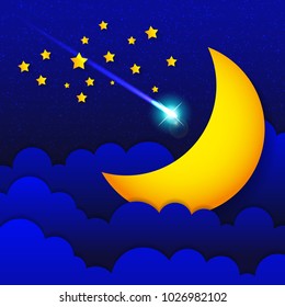 Retro illustration moon wishing good night. EPS10 vector.