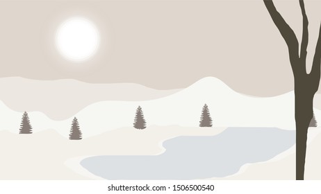 Retro illustration of a mountain landscape Vector