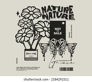 Retro illustration of nature not for sale t shirt design, vector graphic, typographic poster or tshirts street wear and Urban style