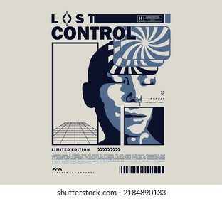 Retro illustration of People lost control and get trauma t shirt design, vector graphic, typographic poster or tshirts street wear and Urban style