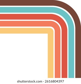 Retro Illustration Rainbow Right Corner