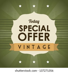 retro illustration with ribbon over green background. vector