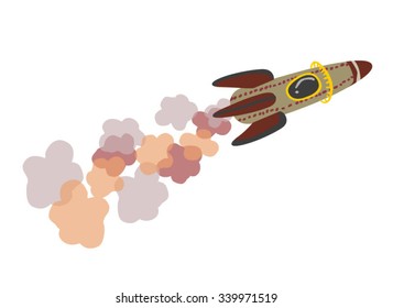 Retro illustration of a a rocket