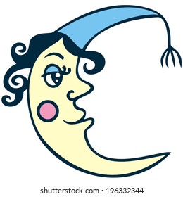 Retro illustration of a smiling moon wishing good night. EPS10 vector.