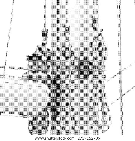 retro illustration stippled pattern monochrome grayscale artistic drawing mast rigging