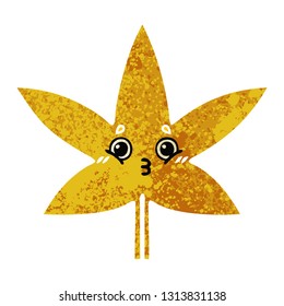 retro illustration style cartoon of a autumnal leaf