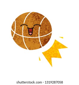 retro illustration style cartoon of a basketball