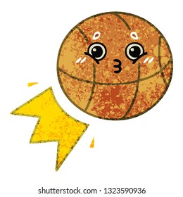 retro illustration style cartoon of a basketball