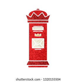 retro illustration style cartoon of a british post box