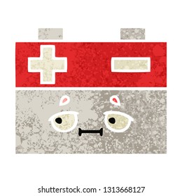 retro illustration style cartoon of a car battery