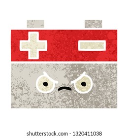 retro illustration style cartoon of a car battery