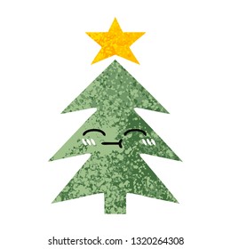 retro illustration style cartoon of a christmas tree