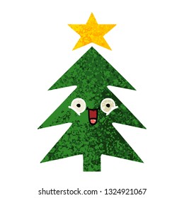 retro illustration style cartoon of a christmas tree