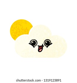 retro illustration style cartoon of a cloud and sunshine