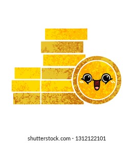 retro illustration style cartoon of a coins
