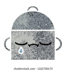 retro illustration style cartoon of a cooking pot