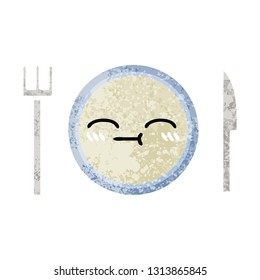 dibujo de estilo de ilustración retro de una placa de cena