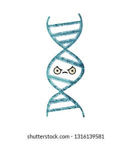 retro illustration style cartoon of a DNA strand