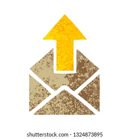 retro illustration style cartoon of a envelope with arrow