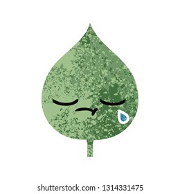 retro illustration style cartoon of a expressional leaf