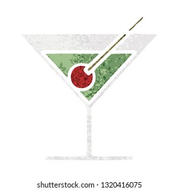 retro illustration style cartoon of a fancy cocktail