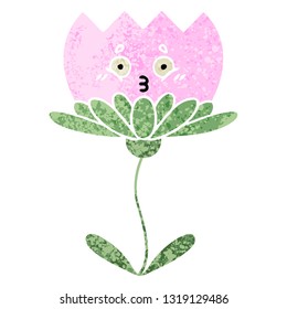 retro illustration style cartoon of a flower