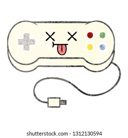 retro illustration style cartoon of a game controller