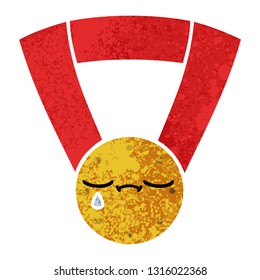 retro illustration style cartoon of a gold medal