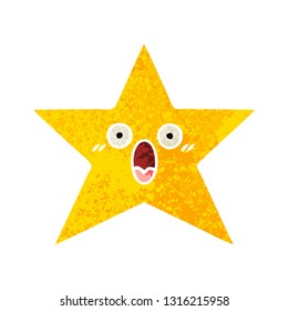 retro illustration style cartoon of a gold star